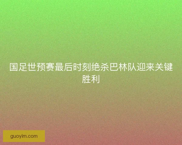 国足世预赛最后时刻绝杀巴林队迎来关键胜利
