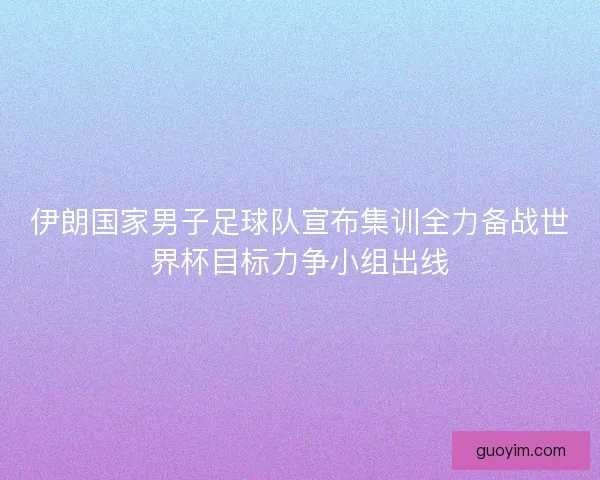 伊朗国家男子足球队宣布集训全力备战世界杯目标力争小组出线